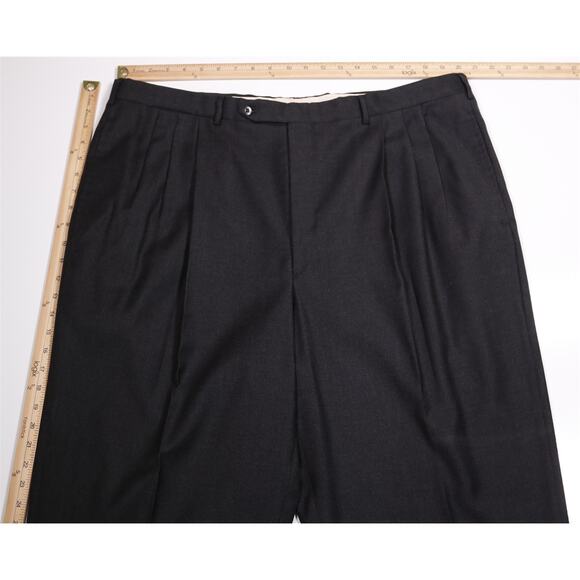 Saint Andrews Solid Charcoal Gray Pleated Wool Dress Pants 42x31 - Picture 4 of 7